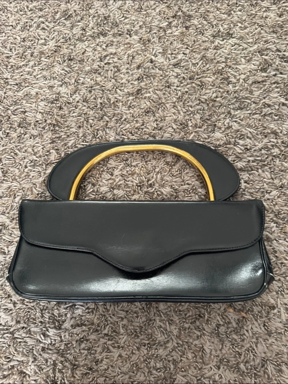 Elegant Black Women's Top-Handle Bag with Gold Accent
